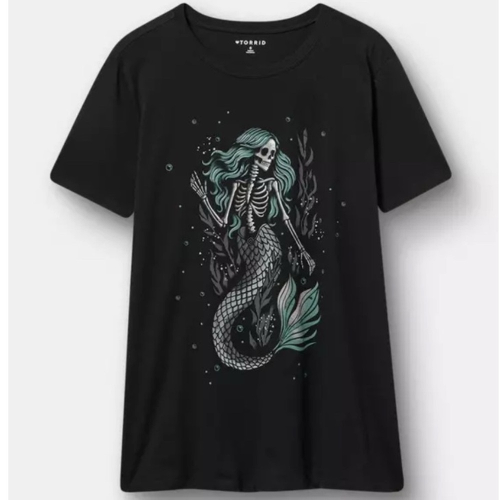 Torrid Classic Heritage Jersey Crew Tee With Skeleton Mermaid